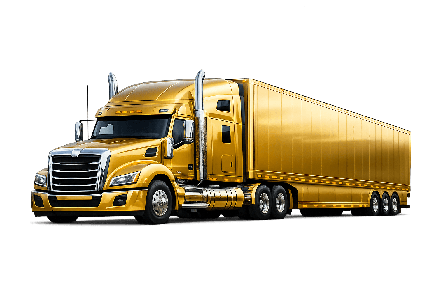 A BRIG-branded semi truck on the open highway at dusk